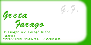 greta farago business card