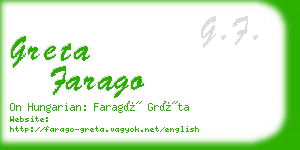 greta farago business card